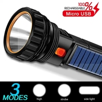 Linterna LED de Emergencia con Energía Solar, Larga Duración, Recargable, Banco de Energía con Luz COB, Antorcha para Camping al Aire Libre