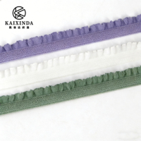 Bande de dentelle élastique en nylon de 1 cm avec volants et plis pour la couture de vêtements, la décoration intérieure et les bordures