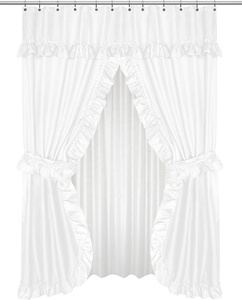 Elegant Jacquard Weave Double Waterproof Double Swag Valance <strong>Shower</strong> <strong>Curtain</strong> With <strong>Peva</strong> Liner - Product Image 3