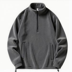 Sweat à demi-zip pour homme Phantom Beige 2025 - Eco-fleece - Technologie thermique - Sans capuche - Avec fermeture éclair noire discrète et poches zippées - Product Image 4