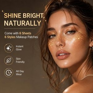 Pegatinas de Tatuajes Temporales para la Cara con Purpurina, Diseño de Pecas, en Colores Metálicos Rojo, Azul, Verde, Dorado, Plateado y Oro Rosa, Personalizadas y de Alta Calidad - Product Image 5