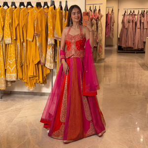 <b>Women</b> Silk Sequin Embroidered Floor-Length Anarkali Evening Dress Georgette <b>Lehenga</b> Set Wedding Diwali Formal Wear Quick Dry - Product Image 1