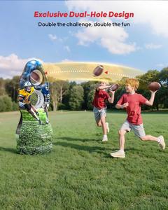 Inflatable Football Target Toss Game, Life-Sized Quarterback Practice <b>Dummy</b> with 4 Balls & Pump, Outdoor Backyard Throwing Toy - Product Image 3