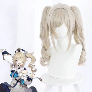 <span class=keywords><strong>Peluca</strong></span> de cosplay de seda de alta temperatura sin encaje, doble cola de caballo, estilo Barbara Roman, para cosplay de Priest Barbara de Original God West Wind Knights Prayer. - Product Image 1