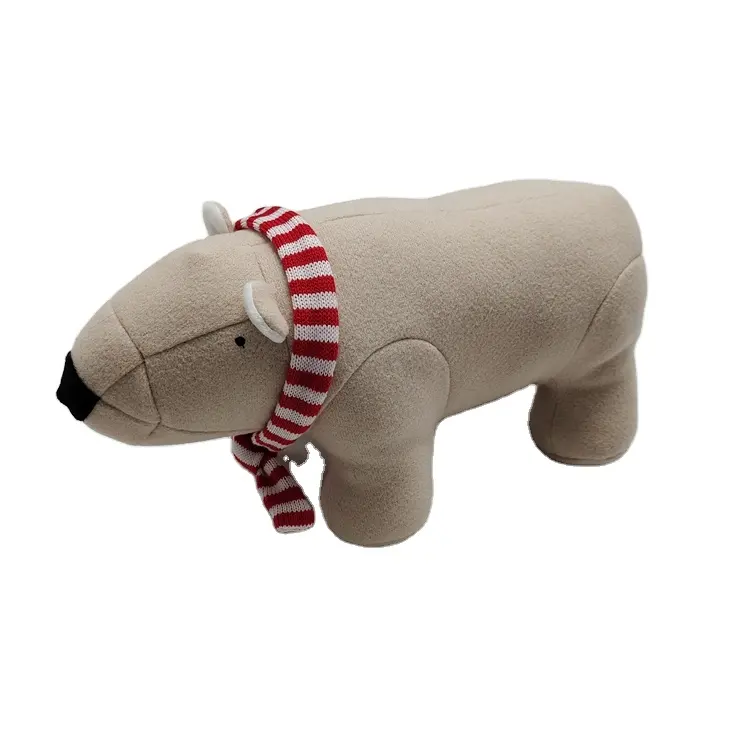 Wholesales Christmas Peter Polar Bear Doorstop Stuffed Sand Animal Door Stopper