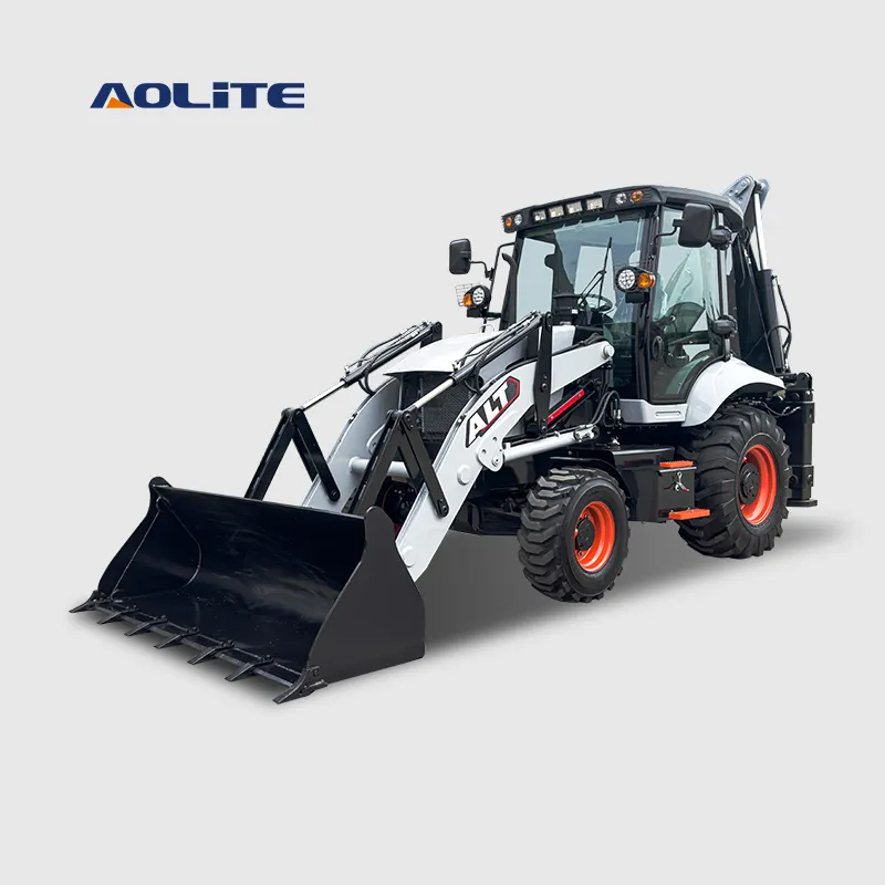 Aolite BL90-25 2.5ton Pomp Hydraulische Graaflaadmachine 4X4 Mini Chinese Merk Alt Nieuwe Emmer Wiellader Met Graafmachine