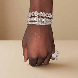 Bracelet Cercle Massif Unisexe en Argent Sterling 925 avec Moissanite Audacieuse, Design Baguette Émeraude, Bijoux Hip Hop Étincelants GRA - Product Image 6