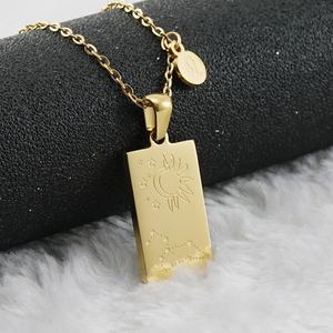 Lincy kare Tarot kartı onikinci zodyak desen 18K altın paslanmaz çelik kolye kolye kablo zinciri ile küçük yuvarlak Charm - Product Image 6