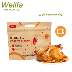 Bolsa de papel de pollo asado laminada OEM personalizada con ventana antivaho Sider Ziplock para bolsas de embalaje de pollo asado a la parrilla - Product Image 1