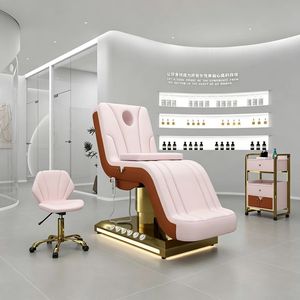 Pink Gold <b>Electric</b> Massage <b>Table</b> Salon Bed Upholstered Beauty Treatment Chair Adjustable Stainless Steel Base - Product Image 5