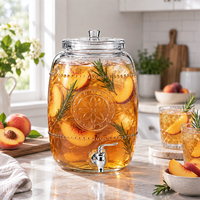 Distributeur de boissons en verre gaufré 8L avec robinet, grand distributeur de jus froid pour café, buffet, restauration, OEM