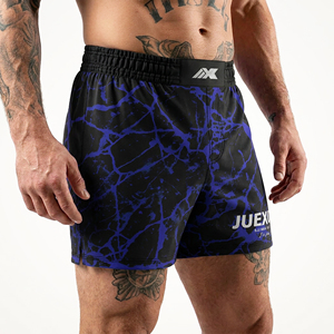 Anti-Roll Waistband Crack Pattern Stretch Front MMA Shorts Split Side Seam BJJ Grappling Competition Shorts