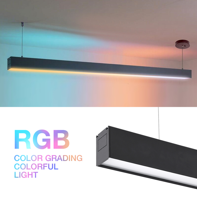 Commercial CE ETL Aluminum Smart RGB Led Linear Light Anti Glare Linkable Dimmable 1200Mm Indoor Office Suspended Linear Lamp