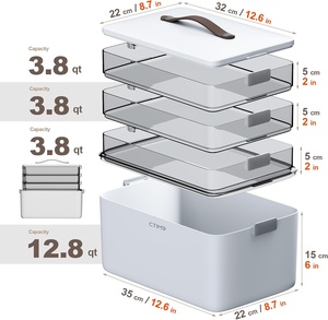 Organisateur de médicaments en plastique à 4 niveaux <span class=keywords><strong>CTIME</strong></span>, armoire portable avec poignée |   Boîte médicale multifonctionnelle, organiseur de pilules, trousse de premiers soins vide - Product Image 4