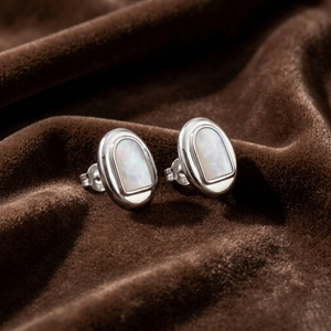 Boucles d'oreilles ovales en argent sterling 925 avec nacre, personnalisables OEM/ODM, vente en gros, bijoux quotidiens pour femmes - Product Image 3