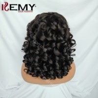 Perruque KEMY HAIR à boucles rebondissantes, cheveux humains vierges brésiliens, double épaisseur, avec fermeture en dentelle, cuticules alignées, sans colle, dentelle transparente