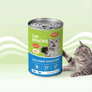 Nourriture humide pour chats en conserve, poulet et saumon, friandises humides pour chats, nourriture pour animaux de compagnie, fabricant de nourriture pour chats MEAT&SOUP 400g - Product Image 1