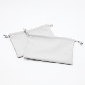 Custom Emboss Logo Gray Faux Leather Travel Cosmetic Dust Pouch High End Drawstring Pu Leather Gift Makeup Cosmetic <b>Bag</b> - Product Image 2