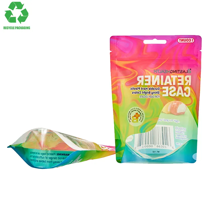 Çin tedarikçisi biyo-plastik geri dönüştürülebilir 4Oz 110 mikron PP ısı sızdırmazlık gölgeleme su geçirmez gıda dik duran poşetler ambalaj çanta