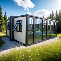 Maison conteneur de luxe extensible, préfabriquée, pliable, modulaire, mini-maison de 20 pieds, villa mobile portable avec grande fenêtre en verre