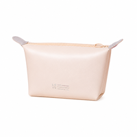 Sac de toilette de voyage minimaliste en cuir PU, couleurs macaron tendance, pochette de rangement cosmétique multifonction portable