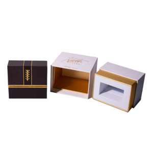 Tùy chỉnh sang trọng cứng nhắc nắp cơ sở hộp trong màu đen và trắng với vàng dập nóng logo EVA bọt chèn cho nước hoa bao bì mỹ phẩm - Product Image 2