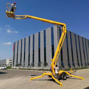 China Cherry Picker Spider Lift Man Boom Lift Hoogwerker Trailer Gemonteerde Scharnierende Telescopische Getrokken Boom Lift