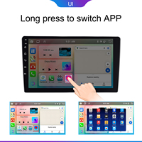 Podofo Double Din layar IPS mobil, Radio mobil Android 10.1 inci 6 + 128GB 2 Din, layar IPS otomatis DSP GPS WIFI BT FM Autoradio