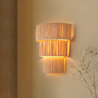 Lampe murale en paille tressée style Wabi-sabi pour chambre, salon, gîte, chevet, décoration rétro japonaise, design de créateur
