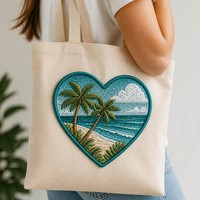 Écussons brodés 3D personnalisés en gros, motifs Cœur, Fleur, Plage Tropicale, Palmier, Feuillage Texturé, thermocollants, souvenirs pour vestes, sacs à dos, chapeaux