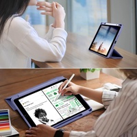 Funda para iPad 9.ª, 8.ª y 7.ª Generación de 10.2 Pulgadas, con Soporte Folio de Múltiples Ángulos de Visión y Porta Lápices