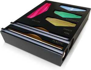 Yüksek Kaliteli 6'sı 1 Arada Çevre Dostu Üç Katmanlı Bambu Kilitli Poşet Düzenleyici Mutfak Çekmecesi Streç Film Dağıtıcısı Dahili - Product Image 2