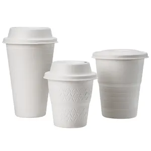 Food Grade Safe Biodegradable Cup With Lid Sugarcane Hot Cup Coffee Cup Sugarcane Bagasse