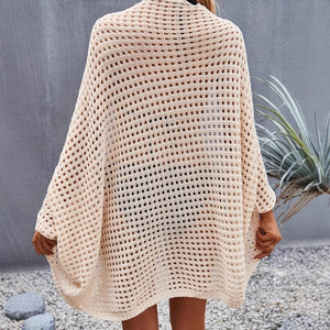 Prêt à expédier, directement de l'usine : Kimono de bain blanc, cache-maillot de <span class=keywords><strong>plage</strong></span> en maille crochetée ajourée transparente - Product Image 3