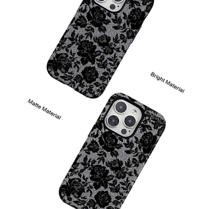 <span class=keywords><strong>Coque</strong></span> pour iPhone 17 avec impression <span class=keywords><strong>de</strong></span> fleurs en dentelle rose, sublimation 3D, combo magnétique 2-en-1 TPU+PC pour iPhone 16 15 Pro Max 14 - Product Image 2