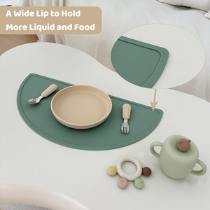 BPA Free Table Silicone <strong>Placemat</strong> for Baby Toddler Kids Dining Feeding, Half <strong>Circle</strong>, Non-slip and Dishwasher Safe - Product Image 5