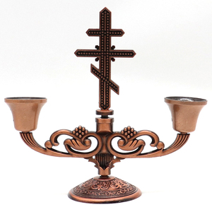 Portacandele Religioso BZR21558-1, Candelabro a Croce Ortodossa per Chiesa o Scrivania - Product Image 2