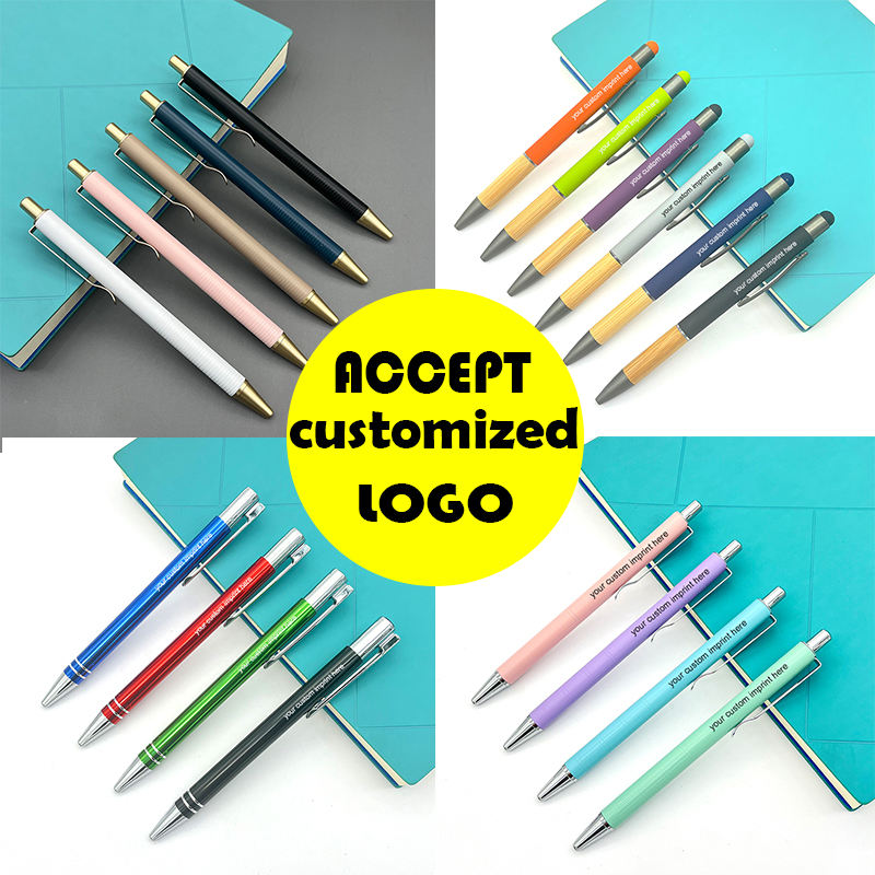 Promotional Custom Metal Click Slim Pens with Rose Gold