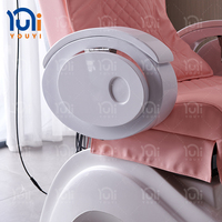 Fauteuil de pédicure de luxe réglable en fibre de verre rose, inclinable, avec bol en verre pour salon de beauté et institut de manucure – Vente directe usine