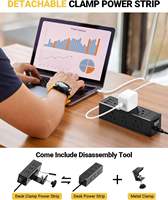 Multiprise à fixation sur bureau avec protection contre les surtensions, PD 20W USB-C, 9 prises CA, 4 ports USB, station de charge de bureau pour le bureau et la maison