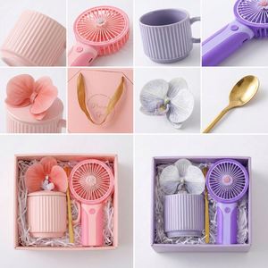 Wholesale Custom Logo Summer <b>Gift</b> Set Ceramic Mug Rechargeable Handheld Fan <b>Gift</b> <b>Box</b> for Corporate Promotional Wedding Favor - Product Image 3