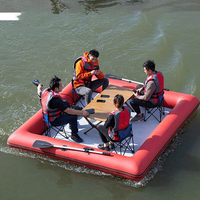 Plateforme flottante gonflable pour la pêche, le camping et les activités nautiques, avec ponton et tente