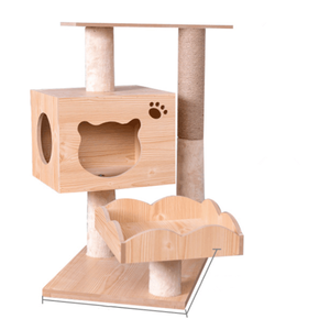 Commercio all'ingrosso comodo moderno gatto arrampicata cornice di legno del gatto albero di casa con scratch - Product Image 1