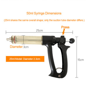 Seringue vétérinaire semi-automatique à débit continu 25 ml 50 ml, dosage réglable pour l'injection de vaccins chez le bétail, les porcs, les bovins, les ovins - Product Image 3