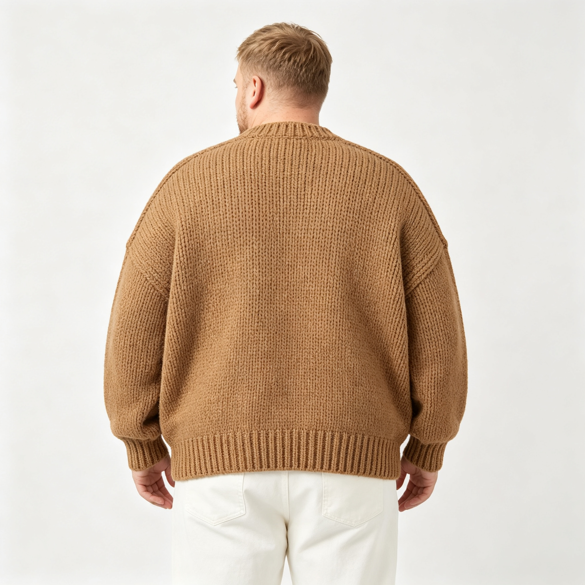 OEM Fall Winter Men Clothes Brown Classic Old Money Man Sweatshirts Ribbed Crew Neck Pullover Arylic Blend Knitted Sweaters · image 2