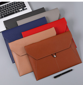 Customized Waterproof A4 Leather <strong>Document</strong> <strong>Bag</strong> Business Information Storage School Office Supplies PU <strong>File</strong> <strong>Folders</strong> With Pockets - Product Image 3