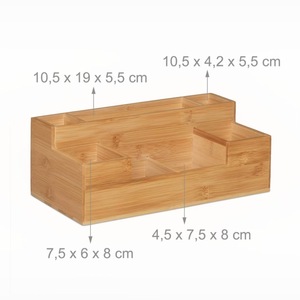 Wooden Desktop Organizer Bamboo Multi Compartment Office Storage Box Large Capacity Rectangle Standing Type Tidy <b>Study</b> <b>Desk</b> - Product Image 5
