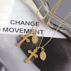 종교 기독교 보석 스테인레스 스틸 18k 금도금 성모 마리아 예수 십자가 십자가 펜던트 목걸이 - Product Image 5