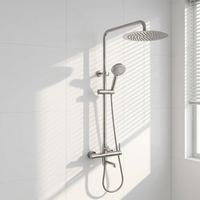 Ensemble de douche à effet pluie, mitigeur thermostatique en acier inoxydable, réglable, haute pression, finition polie, garantie 5 ans