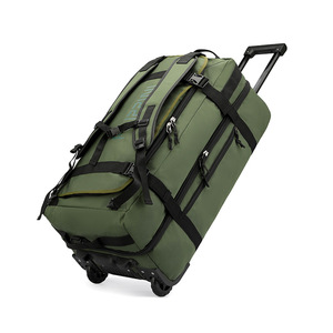 Unisex New Multifunctional 2-<b>Wheel</b> Durable Travel Trolley Luggage Bag <b>Backpack</b> Rucksack Compressible Shoulder Straps - Product Image 1